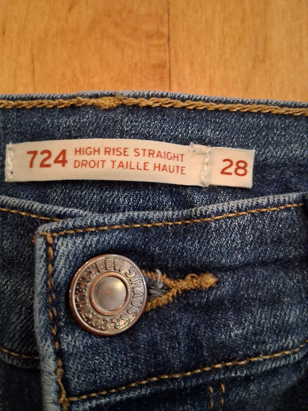 Levi's High Rise Straight Jeans in Dark Blue Denim